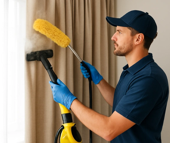 Trusted curtain steam cleaning technician Matty Curtain Cleaning wolffdene QLD